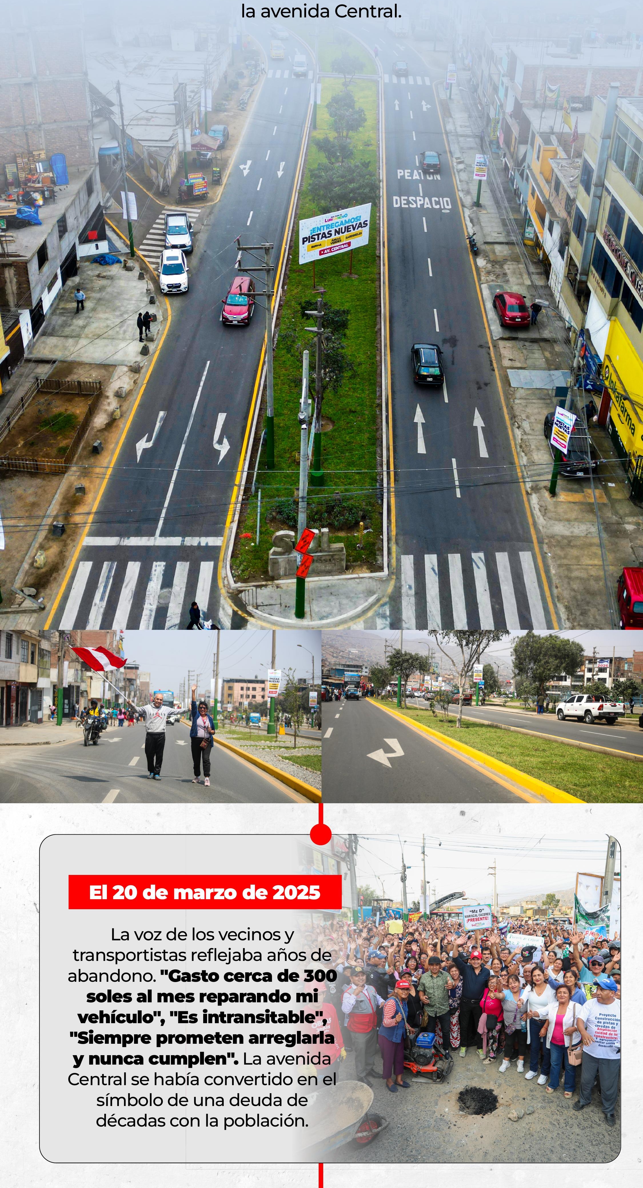 Inicio de la obra Av. Central – Expediente técnico y estado de abandono previo, SJL Lima